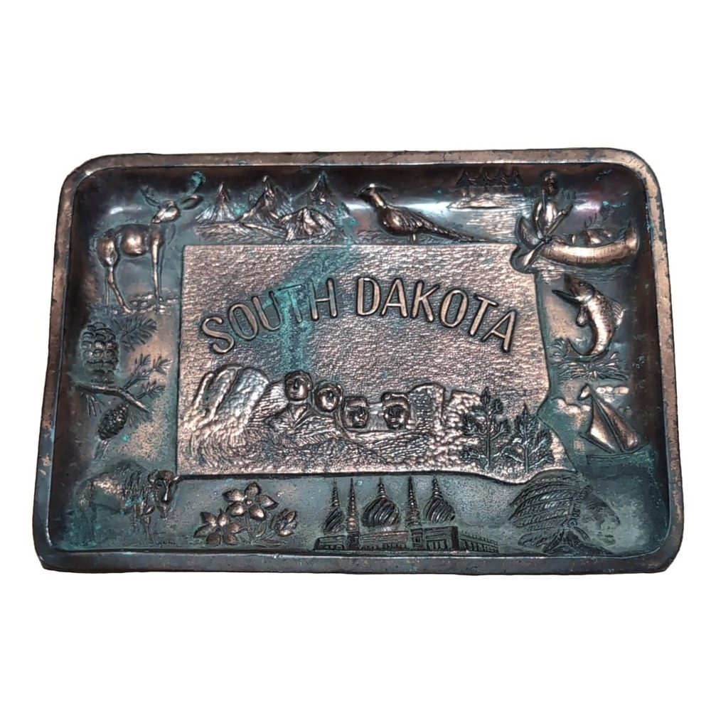 Thrifco South Dakota Souvenir Tray Terido Copper Embossed Mount Rushmore Japan